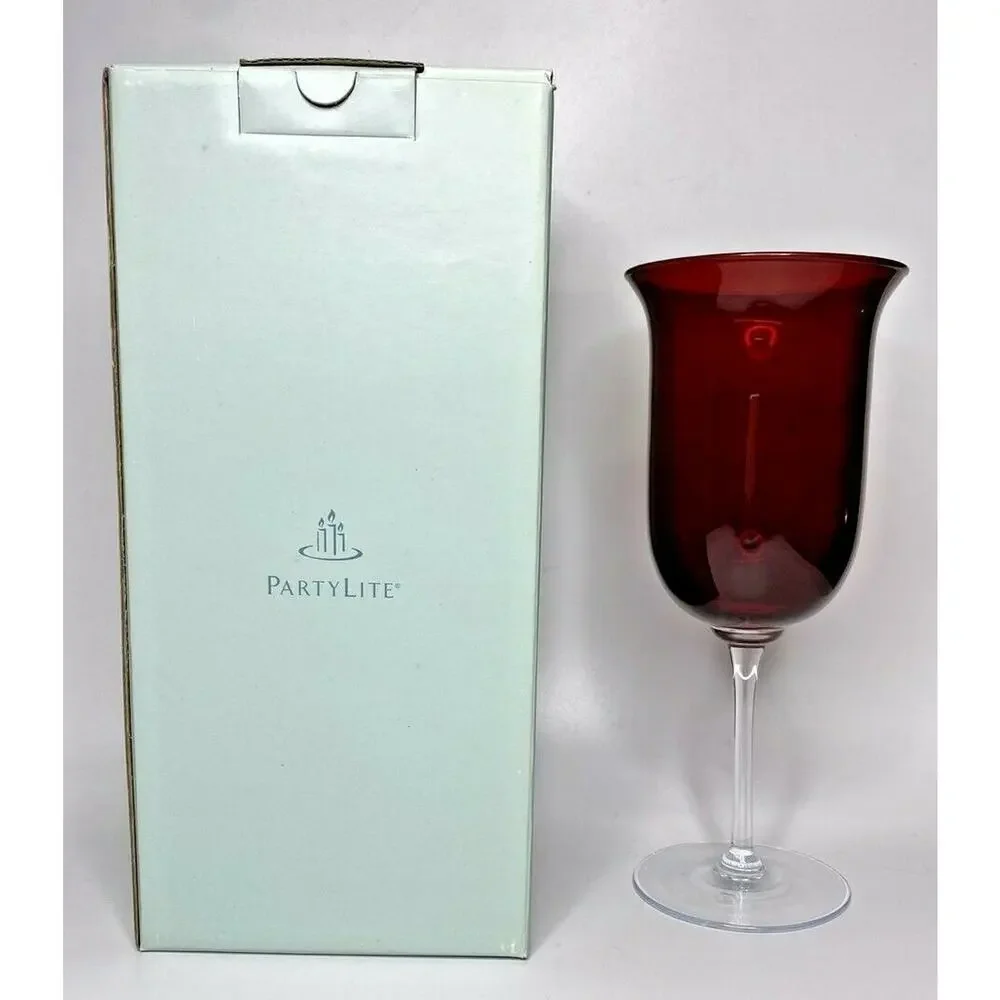PartyLite‎ Ruby Red Stemmed Votive Holder Retired NIB P12B/P9461